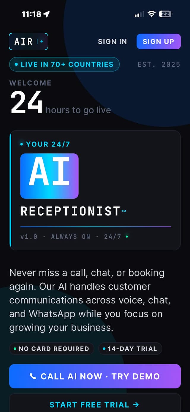 AI Receptionist Welcome
